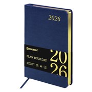 Ежедневник датированный 2026 А5 138x213 мм, BRAUBERG "Iguana", под кожу, синий, 117056