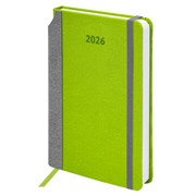 Ежедневник датированный 2026 А5 138x213 мм, BRAUBERG "Mosaic", под кожу, карман для ручки, зеленый, 117111