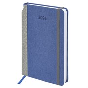 Ежедневник датированный 2026 А5 138x213 мм, BRAUBERG "Mosaic", под кожу, карман для ручки, синий, 117112