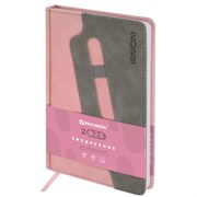 Ежедневник датированный 2026, А5, 138x213 мм, BRAUBERG "Assistant", под кожу, держатель, розовый, 117377