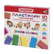 Пластилин классический ПИФАГОР "ЭНИКИ-БЕНИКИ", 10 цветов, 200 г, со стеком, картонная упаковка, 100972
