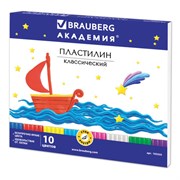 Пластилин классический BRAUBERG "АКАДЕМИЯ", 10 цветов, 200 г, со стеком, картонная упаковка, 103255