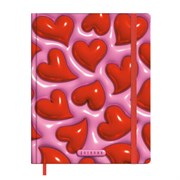Дневник 1-11 класс 48 л., твердый, BRAUBERG, матовая ламинация, резинка, закладка-ляссе, с подсказом, "Сердечки", 107241