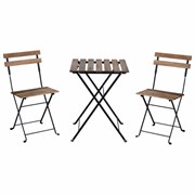 Комплект складной мебели (стол и 2 стула) NOSTRESS (НОСТРЕСС) "Woodstock FS-003A", металл черный, акация, 680060
