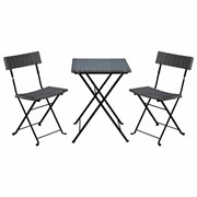 Комплект складной мебели (стол и 2 стула) NOSTRESS (НОСТРЕСС) "Wicker FS-020", металл черный, искусственный ротанг, 680061