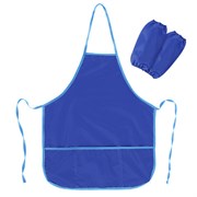 Фартук с нарукавниками для уроков труда ПИФАГОР, 3 кармана, стандартный размер, 44x55 см, синий, 273754