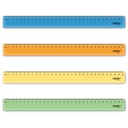 Линейка пластиковая 30 см, ПИФАГОР, прозрачная, неоновая, ассорти, 210840