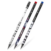 Карандаш чернографитный с принтом BRAUBERG "MANGA", 1 шт., HB, с ластиком, корпус ассорти, 182024