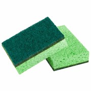 Губки для посуды 110х70х20 мм, ЦЕЛЛЮЛОЗНЫЕ + АБРАЗИВ, КОМПЛЕКТ 2 штуки, зеленые/зеленый абразив, LAIMA, 700258