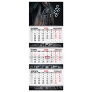 Календарь квартальный 2026 г., 3 блока, 3 гребня, бегунок, мелованная бумага, BRAUBERG EXTRA, "Символ года", 116812