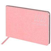 Еженедельник датированный 2026 МАЛЫЙ ФОРМАТ 105х160 мм, А6, BRAUBERG "Blaze", фольга, розовый, 117215