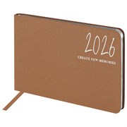 Еженедельник датированный 2026 МАЛЫЙ ФОРМАТ 105х160 мм, А6, BRAUBERG "Blaze", фольга, коричневый, 117217