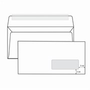 Конверты Е65 (110х220 мм) ПРАВОЕ ОКНО, отрывная лента, 80 г/м2, КОМПЛЕКТ 1000 шт., 41391