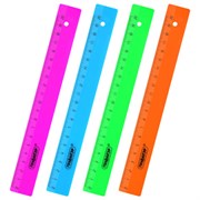 Линейка пластиковая 20 см, ПИФАГОР, неоновая, ассорти, 210788