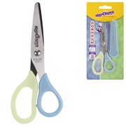 Ножницы ЮНЛАНДИЯ, 135 мм, с футляром для лезвий, мятно-голубые, блистер, 237110