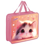 Папка на молнии с ручками ЮНЛАНДИЯ А4, 1 отделение, пластик, 80 мм, "Dreamy kitty", 273361