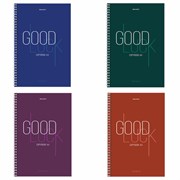 Тетрадь А4, 120 л., BRAUBERG, гребень, клетка, обложка твердая, "Good Luck", 404074