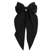 Заколка для волос баретте 25x41 см, с бантом и широкими хвостиками, чёрный, MONTE VITA (МОНТЕ ВИТА), 457112
