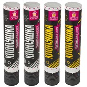 Хлопушка пневматическая 30 см "Прямоугольники" НАБОР 3+1 шт. В ПОДАРОК, фольга золото/серебро, ЗОЛОТАЯ СКАЗКА, 592085