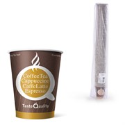 Стакан одноразовый бумажный 165/195 мл, D 70 мм, КОМПЛЕКТ 100 шт., однослойный, холодное/горячее, Taste Quality, Ve, ФОРМАЦИЯ, HB70-195-0071