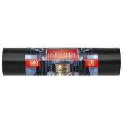 Мешки для мусора 240 л, ПРОЧНЫЕ черные, в рулоне 10 шт., ПВД 60 мкм, 2-х слойные, 100x130 см, "БРОНЯ", ВР-0013