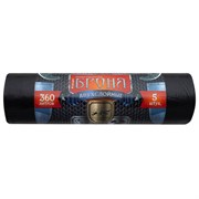 Мешки для мусора 360 л, ПРОЧНЫЕ черные, в рулоне 5 шт., ПВД 60 мкм, 2-х слойные, 120x160 см, "БРОНЯ", ВР-0015