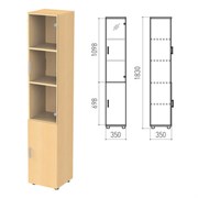 Шкаф закрытый со стеклом "Канц", 350х350х1830 мм, цвет бук невский (КОМПЛЕКТ)