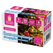 Электрогирлянда-нить комнатная "Стандарт" 5 м, 50 LED, теплый белый свет, 220 V, контроллер, ЗОЛОТАЯ СКАЗКА, 591343