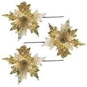 Украшение елочное КОМПЛЕКТ 3 шт., "Цветок", диаметр 22 см, длина 20 см, золото, ЗОЛОТАЯ СКАЗКА, 592417