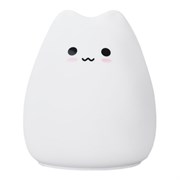 Ночник силиконовый LED "Котик" 90x89x102 мм, белый свет/RGB, таймер, USB, аккумулятор 400 мАч, DASWERK (ДАСВЕРК), 238935