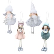 Украшение елочное, "Девочка", 19 см, полиэстер, ассорти 4 дизайна, ЗОЛОТАЯ СКАЗКА, 592606
