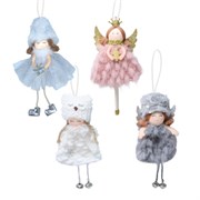 Украшение елочное, 18 см, "Ангелочек", полиэстер, ассорти 4 дизайна, ЗОЛОТАЯ СКАЗКА, 592607