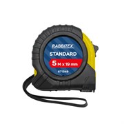 Рулетка измерительная 5 м х 19 мм, обрезиненный корпус, с фиксатором, RABBITEX (РАББИТЕКС) Standard, 671349
