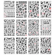 Наклейки-тату переводные "Ассорти", 29х15,5 см, ассорти 12 видов, FUNSTER (ФАНСТЕР), 666106