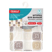 Шторка для ванной PEVA, 180х200 см, кольца в комплекте, 3 дизайна ассорти, ФИГУРЫ, PRIMILA (ПРИМИЛА), 700075