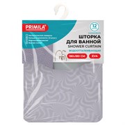 Шторка для ванной EVA, 180х180 см, кольца в комплекте, СЕРАЯ ГОЛОГРАФИЯ, PRIMILA (ПРИМИЛА), 700104