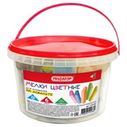 Мел в ведерке для рисования на асфальте 22 штуки, ПИФАГОР, цветной квадратный УТОЛЩЕННЫЙ, 274125