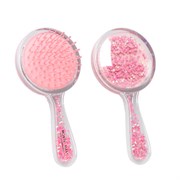 Расческа для волос массажная 15х7 см, с блестками прозрачный/розовый, MONTE VITA (МОНТЕ ВИТА), 457424