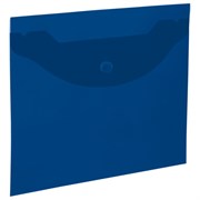 Папка-конверт с кнопкой прозрачная МАЛОГО ФОРМАТА, А5, BRAUBERG "UNIVERSAL", синяя, 0,15 мм, 273066