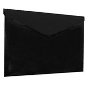 Папка-конверт с кнопкой прозрачная А4, BRAUBERG "UNIVERSAL", до 100 листов, черная, 0,15 мм, 273072