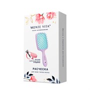 Расческа для волос массажная 20х8,5 см, массажер и щетка для чистки В ПОДАРОК, фиолетовая/мятная, MONTE VITA (МОНТЕ ВИТА), 457431