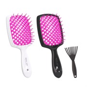 Расческа для волос массажная 20х8,5 см, НАБОР 2 шт. + щетка для чистки В ПОДАРОК, MONTE VITA (МОНТЕ ВИТА), 457434