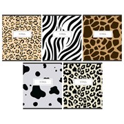 Тетрадь А5 48 л. ПЗБМ скоба, клетка, матовая ламинация, "Анимал принт" (микс в спайке), 22303