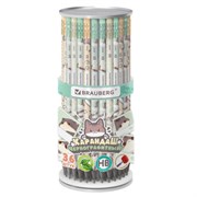 Карандаш чернографитный с принтом кросс-серия МИЛЫЕ КОТЫ, 1 шт., HB, ластик, ассорти, BRAUBERG, 182107