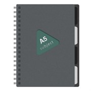 Тетрадь обложка пластик, А5 80 л., гребень, 4 разделителя, клетка, BRAUBERG, серый, 405369