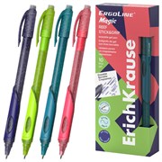 Ручка стираемая гелевая ERICH KRAUSE "ErgoLine Magic Stick&Grip", СИНЯЯ, корпус ассорти, 0,4 мм, 63145