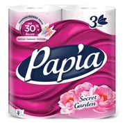 Бумага туалетная бытовая, спайка 4 шт., 3-слойная (4х16,5 м), PAPIA, аромат "Таинственный сад", 5080741