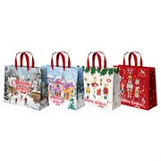 Пакет подарочный (1 шт.) новогодний 26х13х32 см "Winter Wonderland", фольга, ассорти, ЗОЛОТАЯ СКАЗКА, 592443