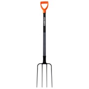 Вилы садовые стальные 22х30 см, ОБЩАЯ ДЛИНА 120 см, черенок сталь, V-ручка, RABBITEX (РАББИТЕКС) "STRONG METAL", 700490