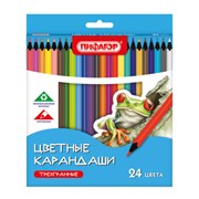 Карандаши цветные ПИФАГОР СТАНДАРТ 24 цвета, трехгранный корпус, 182088